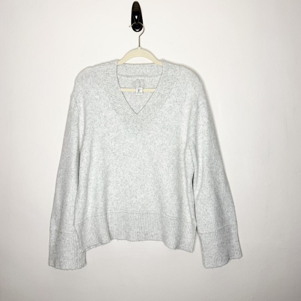 Joie Heather Gray V-Neck Wide Ribbed Cuff Sweater Women’s Size Large